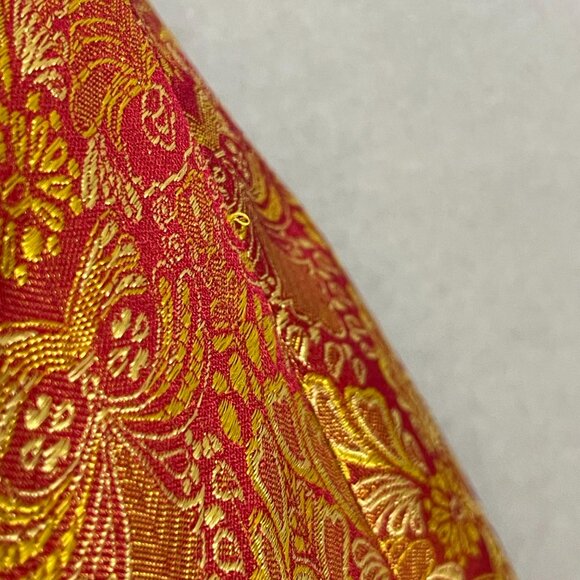 Vintage Y2K Strapless Dress Iridescent Red Gold Ribbon Bow Tie Belt Small A-Line - Picture 9 of 14